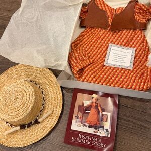 Vtg NIB American Girl Josefina RETIRED Summer Riding Dress & Hat Genuine Leather